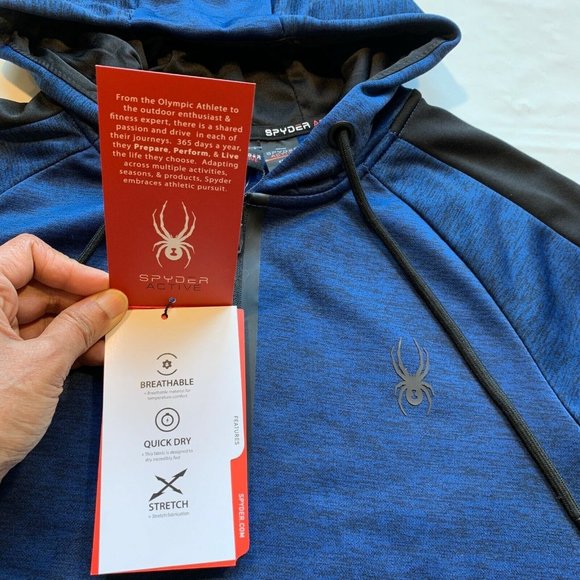 NWT Spyder Active Hoodie Sweatshirt Pullover Mens Small ProWEB Zip Fleece Lined - Picture 5 of 12